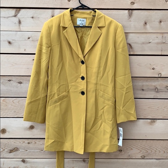 NWT amazing Le Suit mustard yellow longline suit coat/blazer, sz 18. - Picture 3 of 11